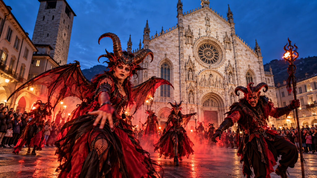 Halloween a Como, immagine generata con AI