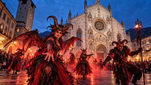 Halloween a Como, immagine generata con AI